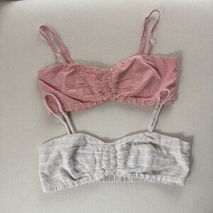 Sweatheart poplin and linen bandeau bra tops TWO